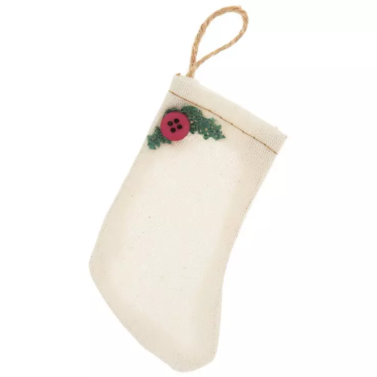 HL Christmas Craft Supply - MINI Holly Fabric Stocking Embellishments 4pc