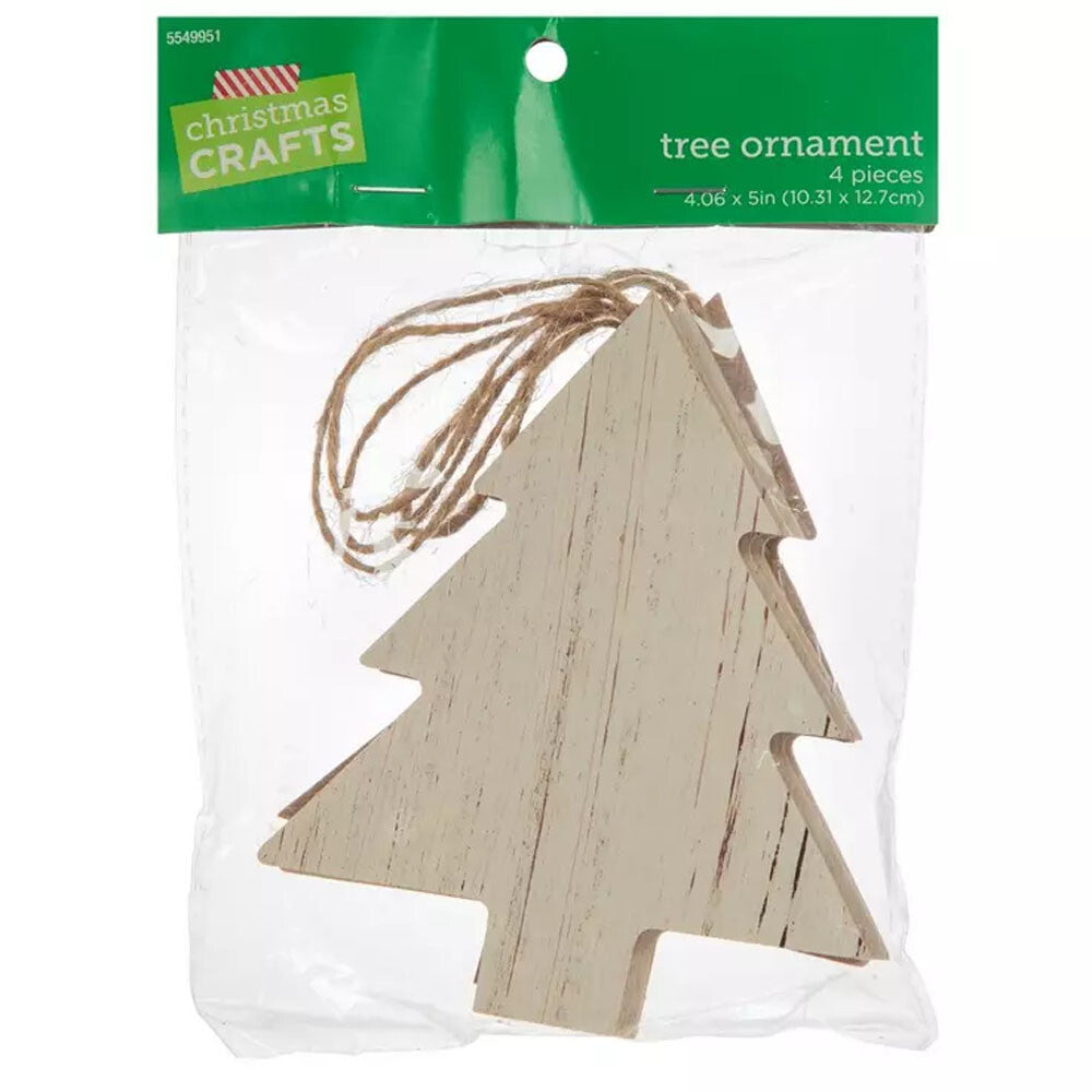 HL Christmas Decor - DIY Whitewash Tree Ornaments 4pc Set