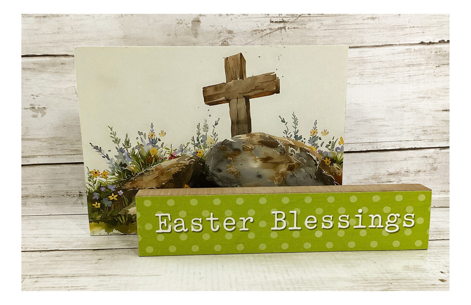 HL YI Easter Decor - He Is Risen Watercolor Garden Tomb Sign 2pc