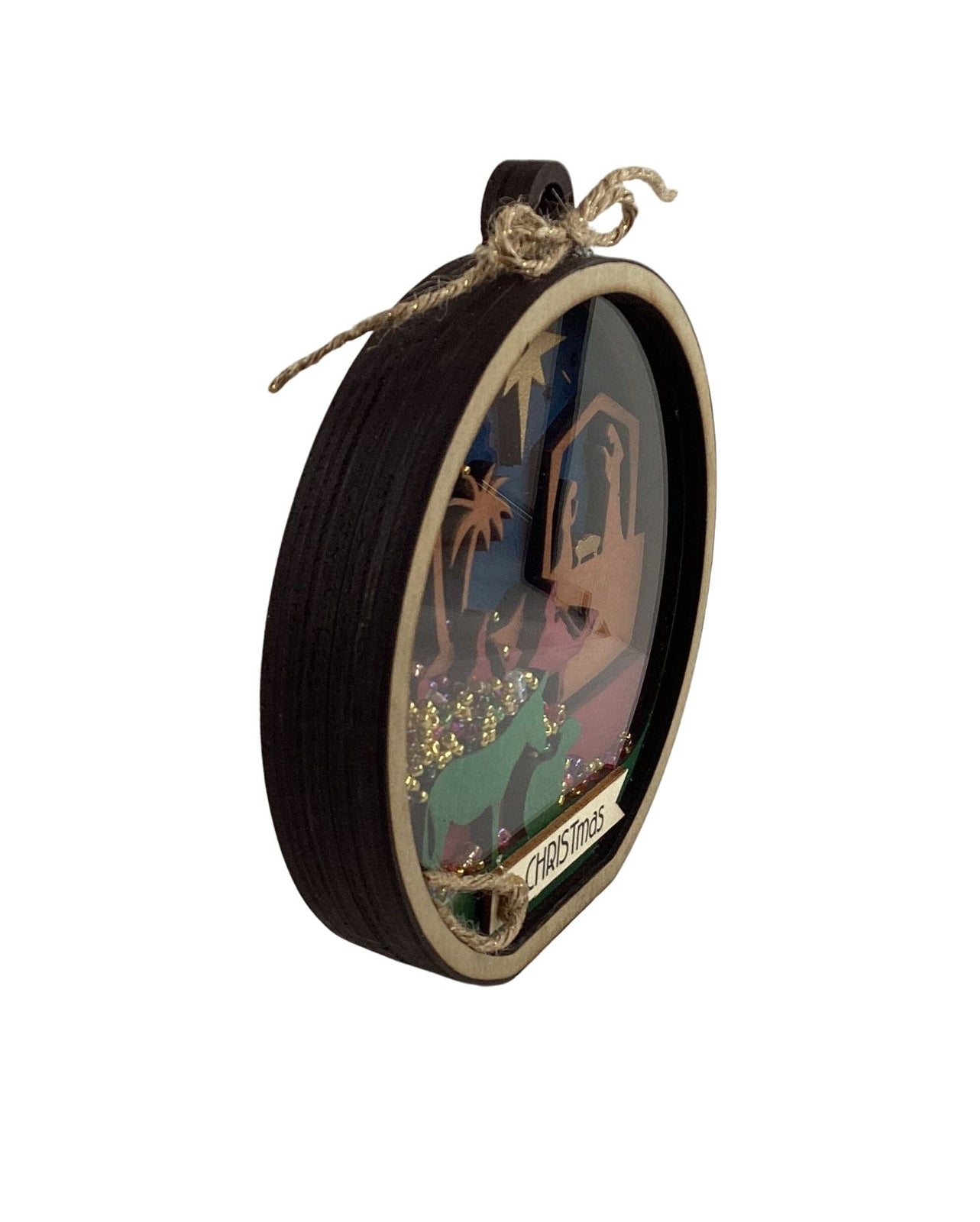 AGD Christmas Decor -  Nativity Layered Scene Chunky Wood Shaker