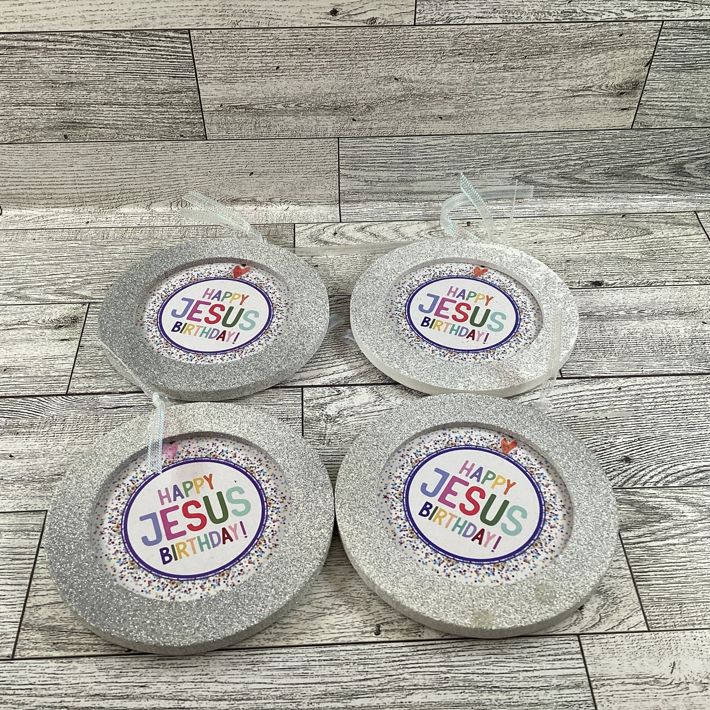 AGD Christmas Decor - Happy Birthday Jesus Ornaments 4pc Set