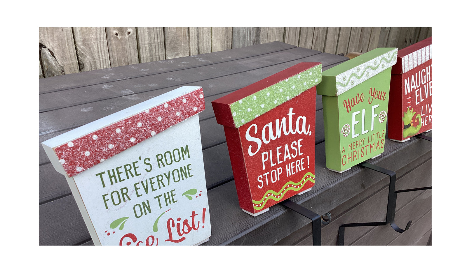 AGD Christmas Decor - Whimsy Elf Elves Santa Stocking Holders 4pc Set