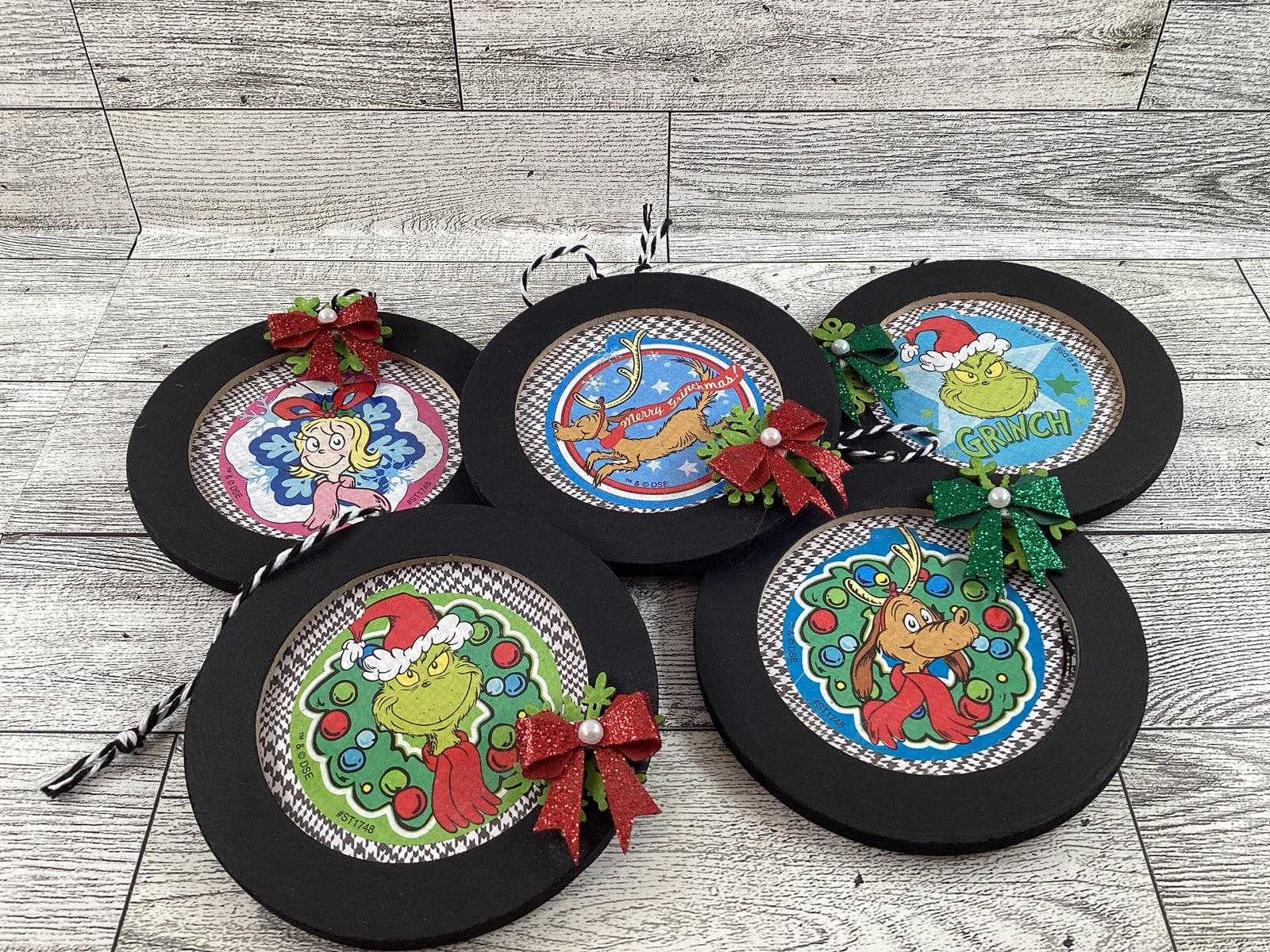 AGD Christmas Decor -  Whimsy Green Monster Ornaments 5pc Set