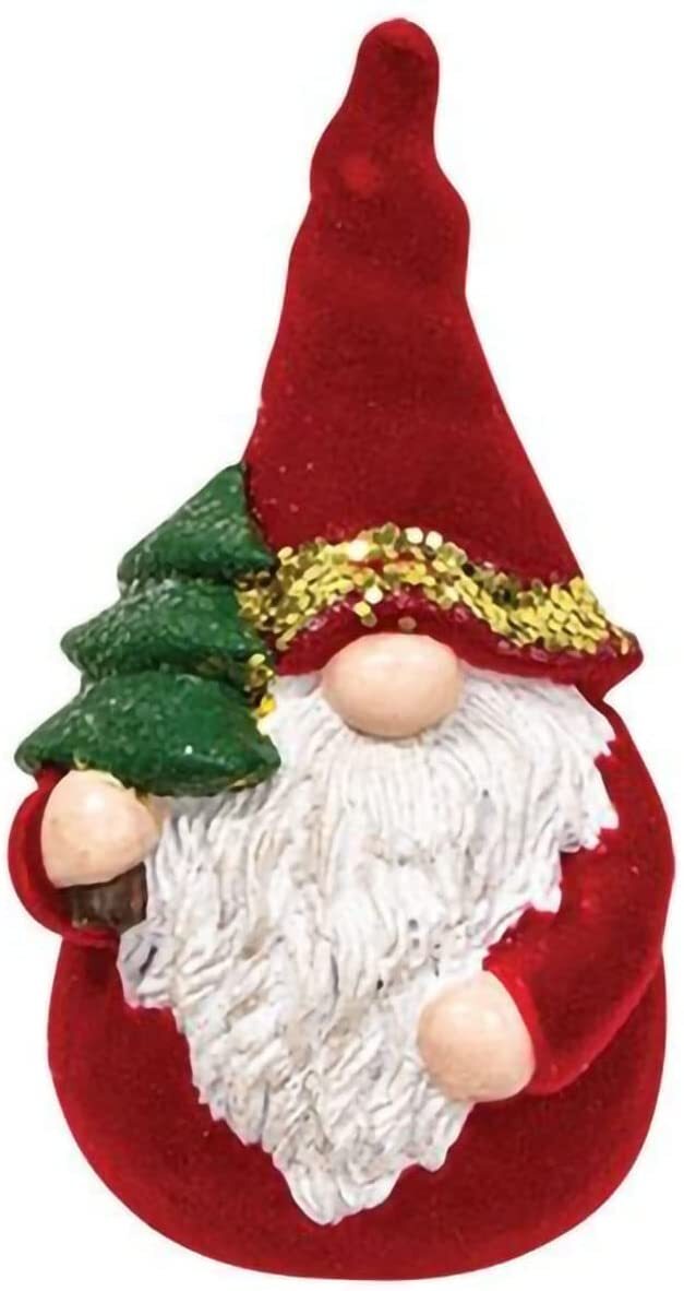 CWI Christmas Craft Decor - Small Resin Santa Claus Gnome with Tree