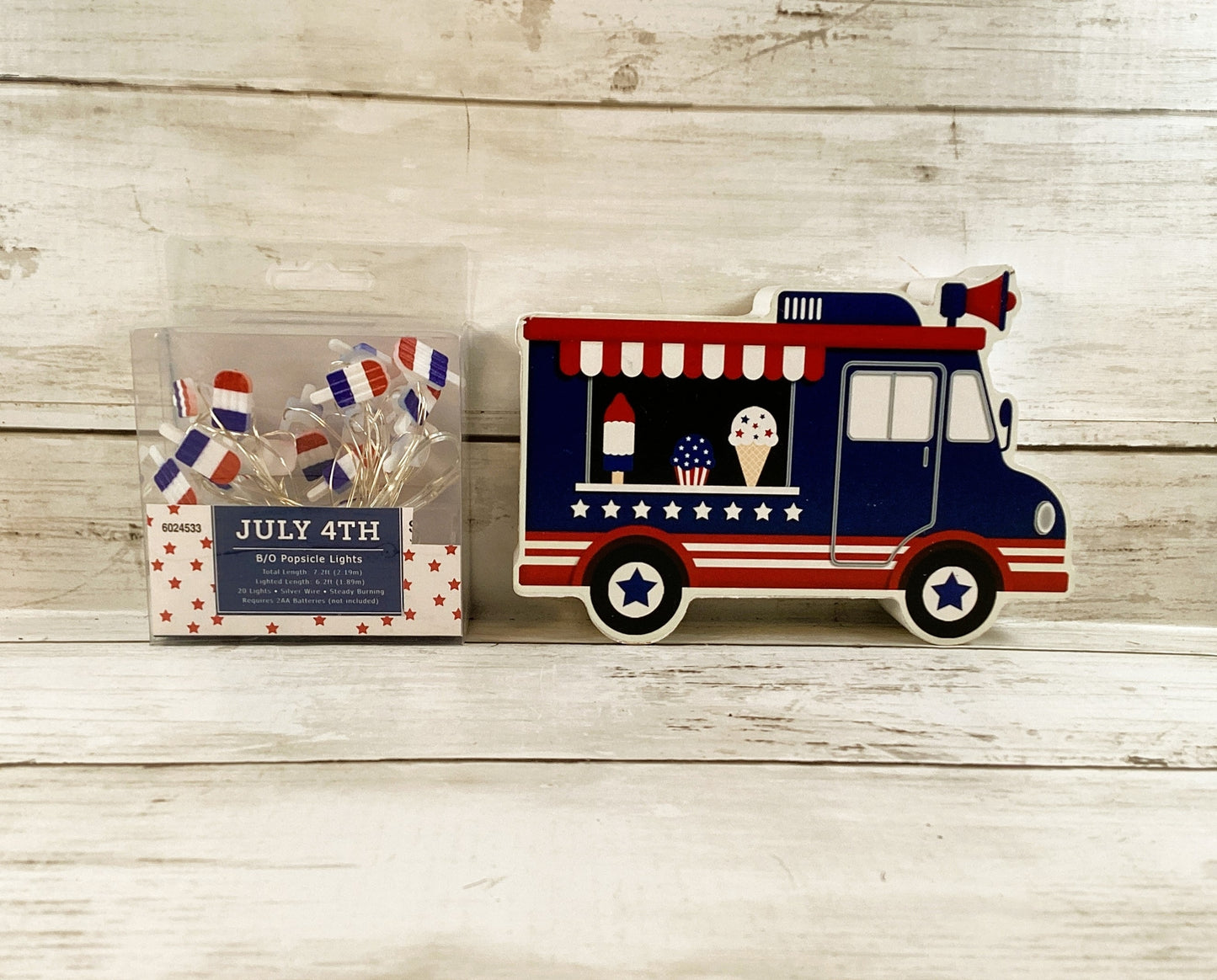AGD Patriotic Decor - Popsicle Ice Cream Truck & LED Popsicle Lights 2pc