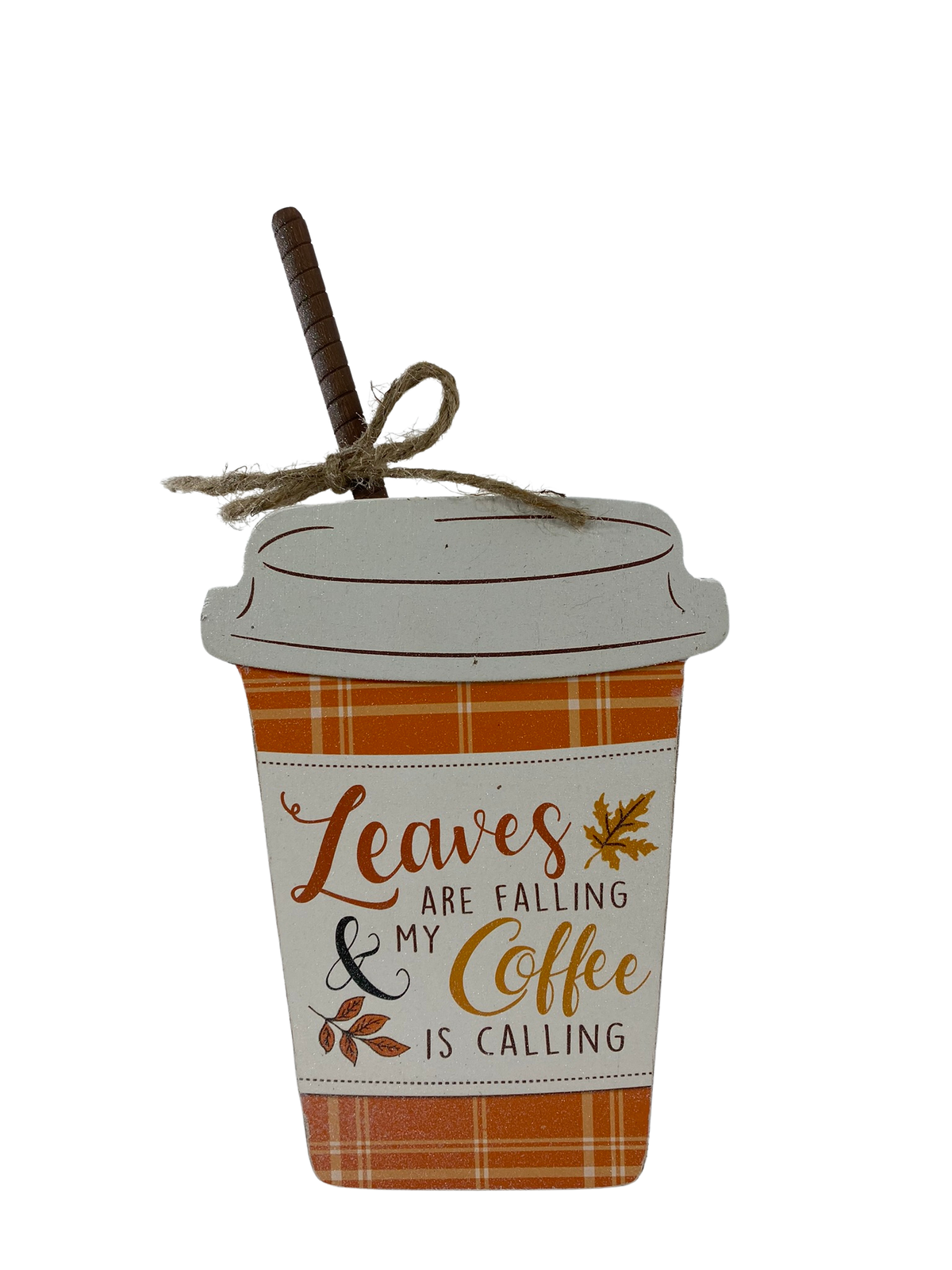 AGD Fall Decor -  Leaves Falling Coffee Calling Chunky Wood Tabletop Sitter