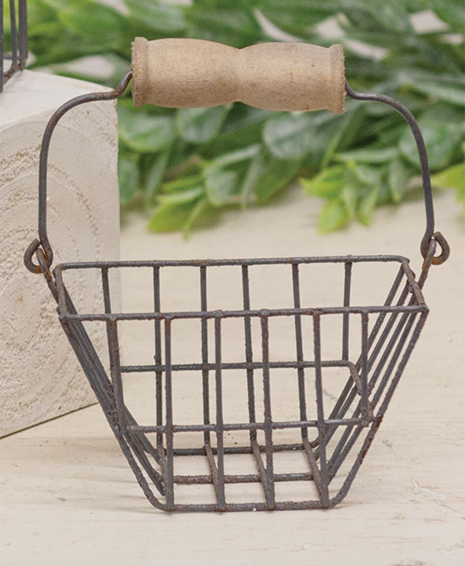 CWI Home Decor - Small Wire Egg Basket with Handle