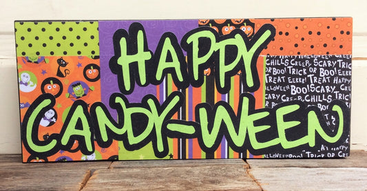 AG Designs Halloween Decor - Plaque Happy Candy-Ween #82403