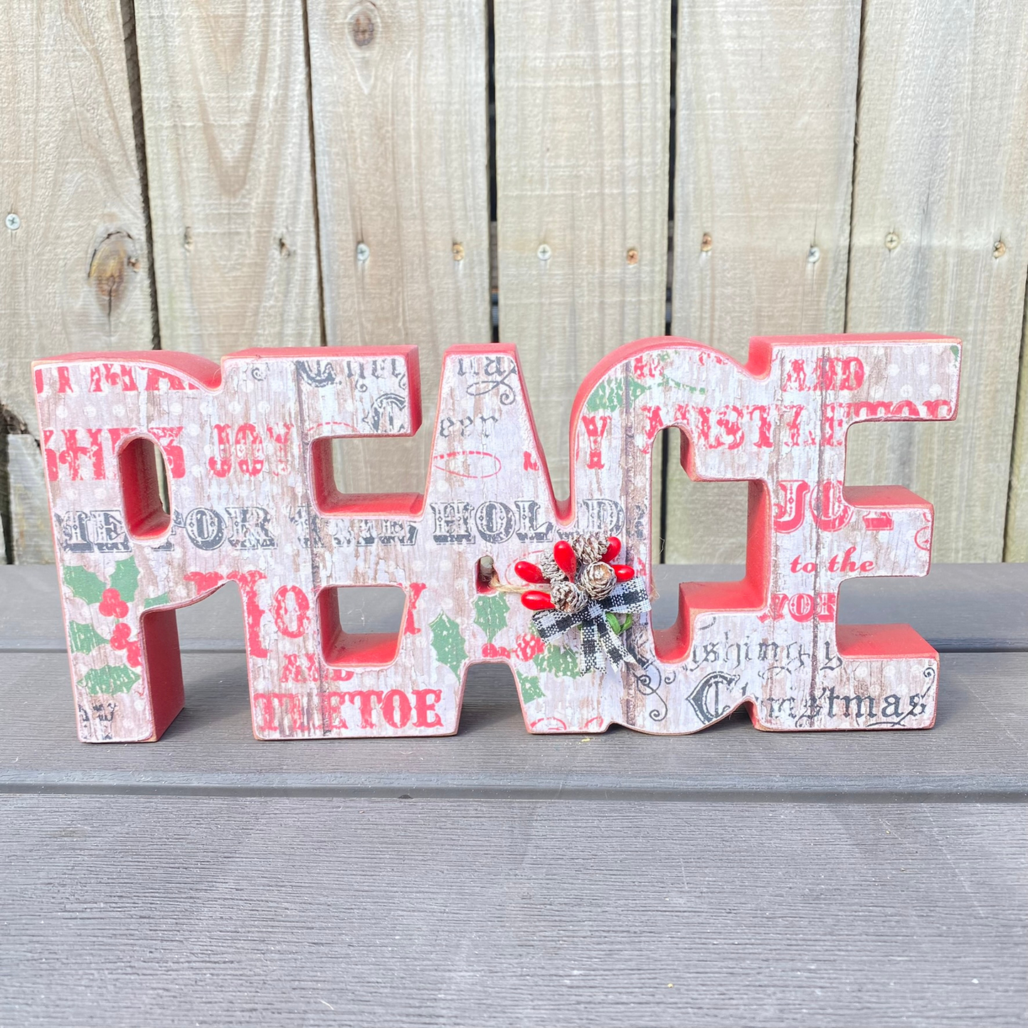 AGD Christmas Decor - Chunky Peace Joy Word Tabletop Signs 2pc Set