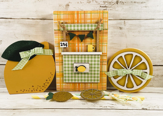 Summer Decor - Chunky Lemon Booth Stand Tier Tray 4pc Set