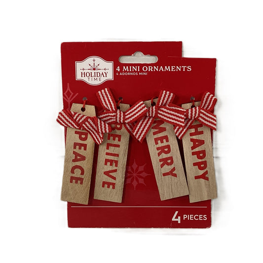 WM Christmas Decor - Miniature Tree Merry Tag Ornaments 4pc Set
