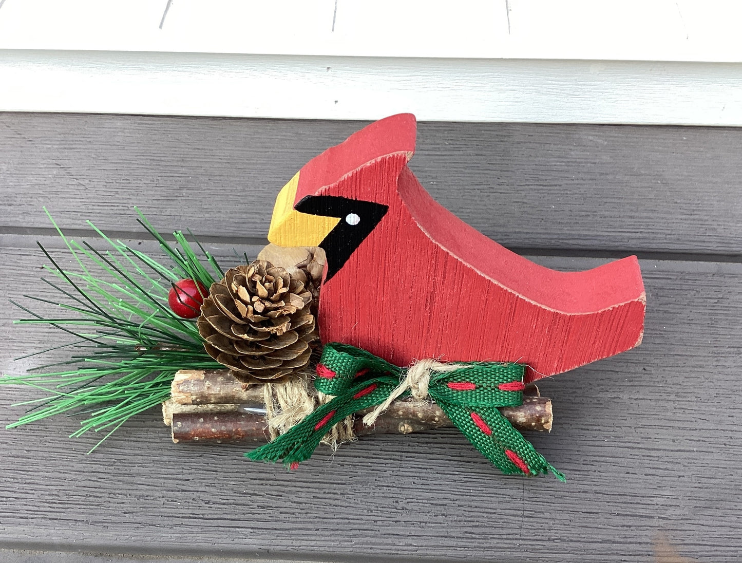 AGD Christmas Decor - Snowmen Cardinal on Sled Mantle Centerpiece 24inch