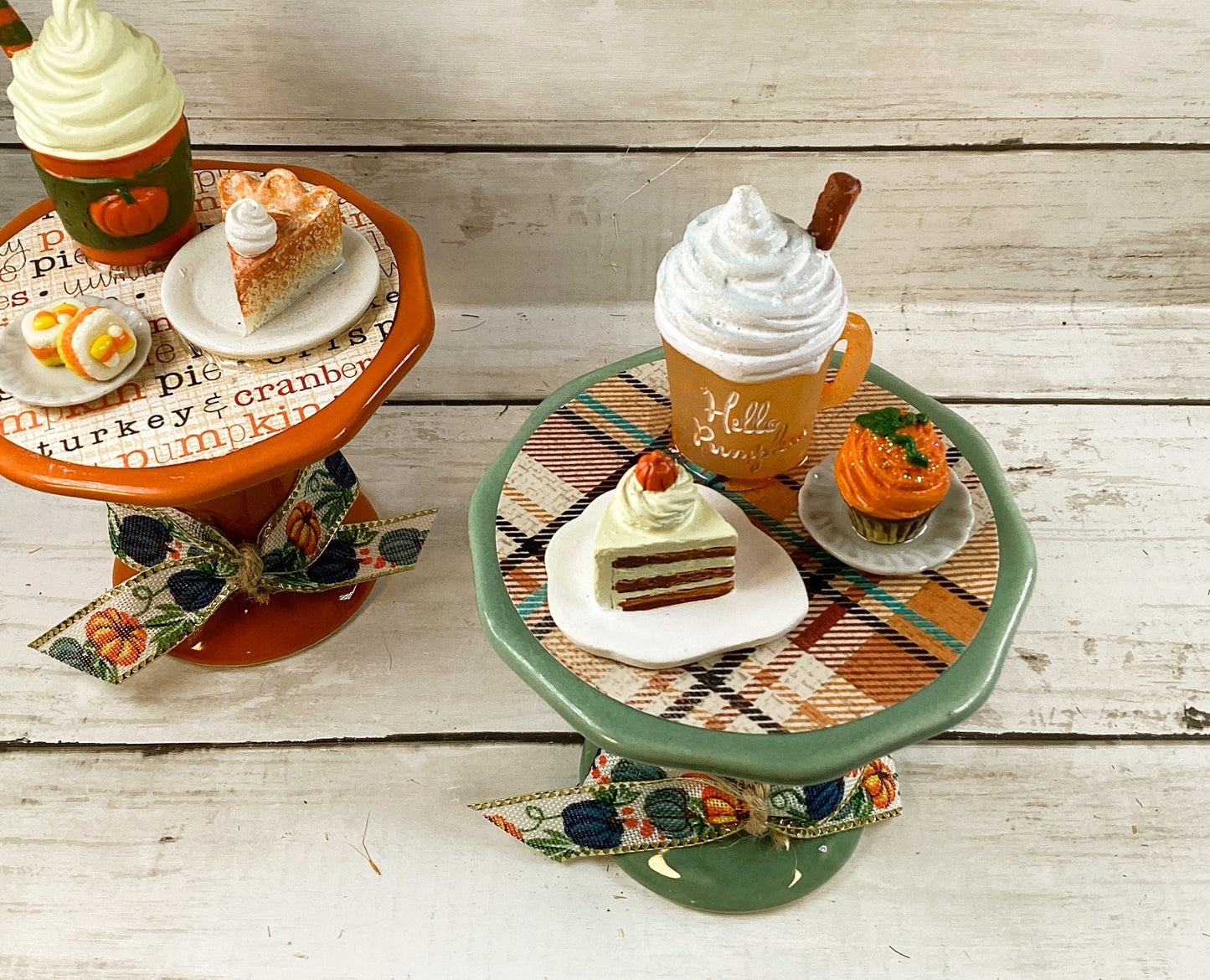 AGD Fall Decor - Pumpkin Spice Latte Pie Dessert Cupcake Risers 2pc