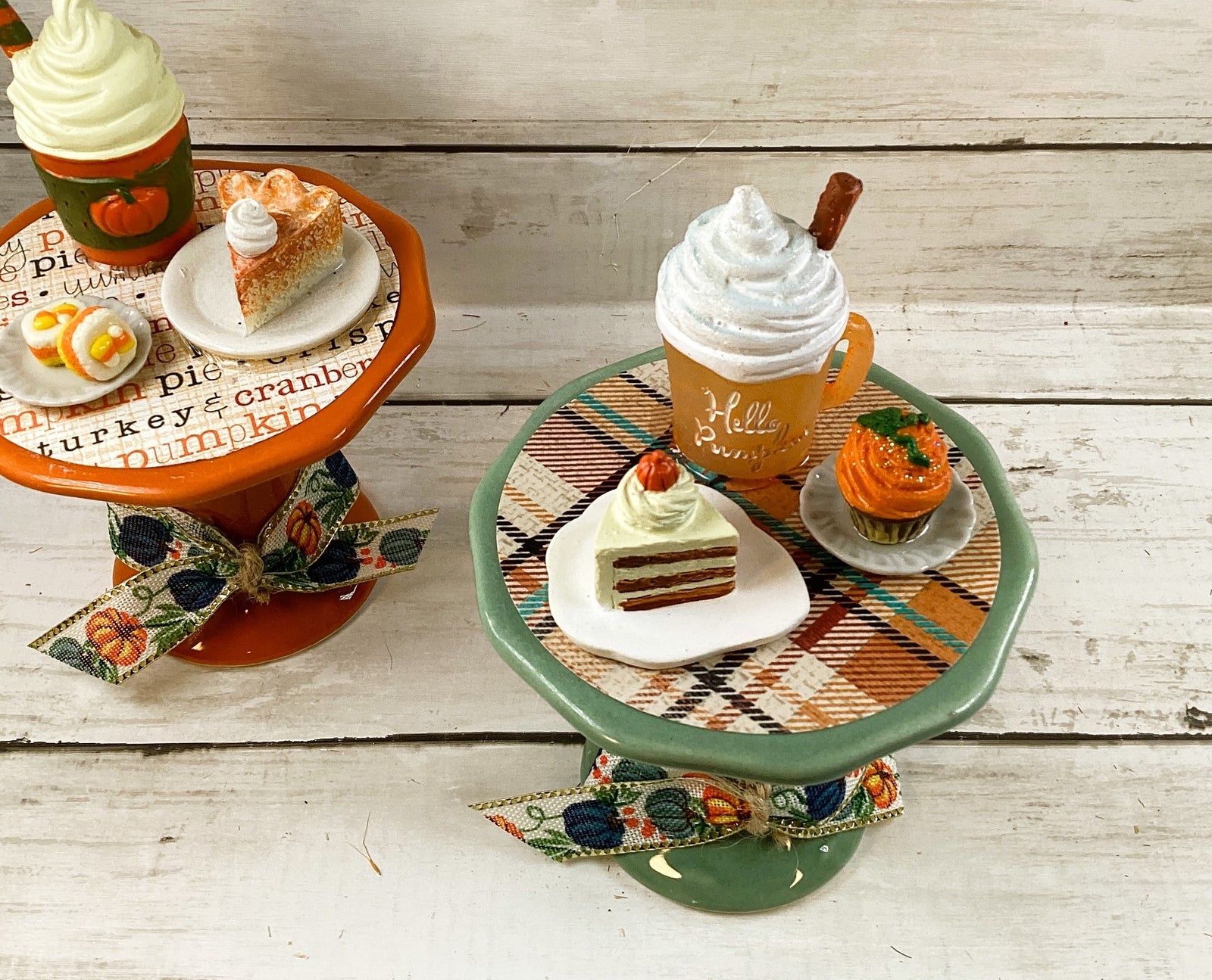 AGD Fall Decor - Pumpkin Spice Latte Pie Dessert Cupcake Risers 2pc