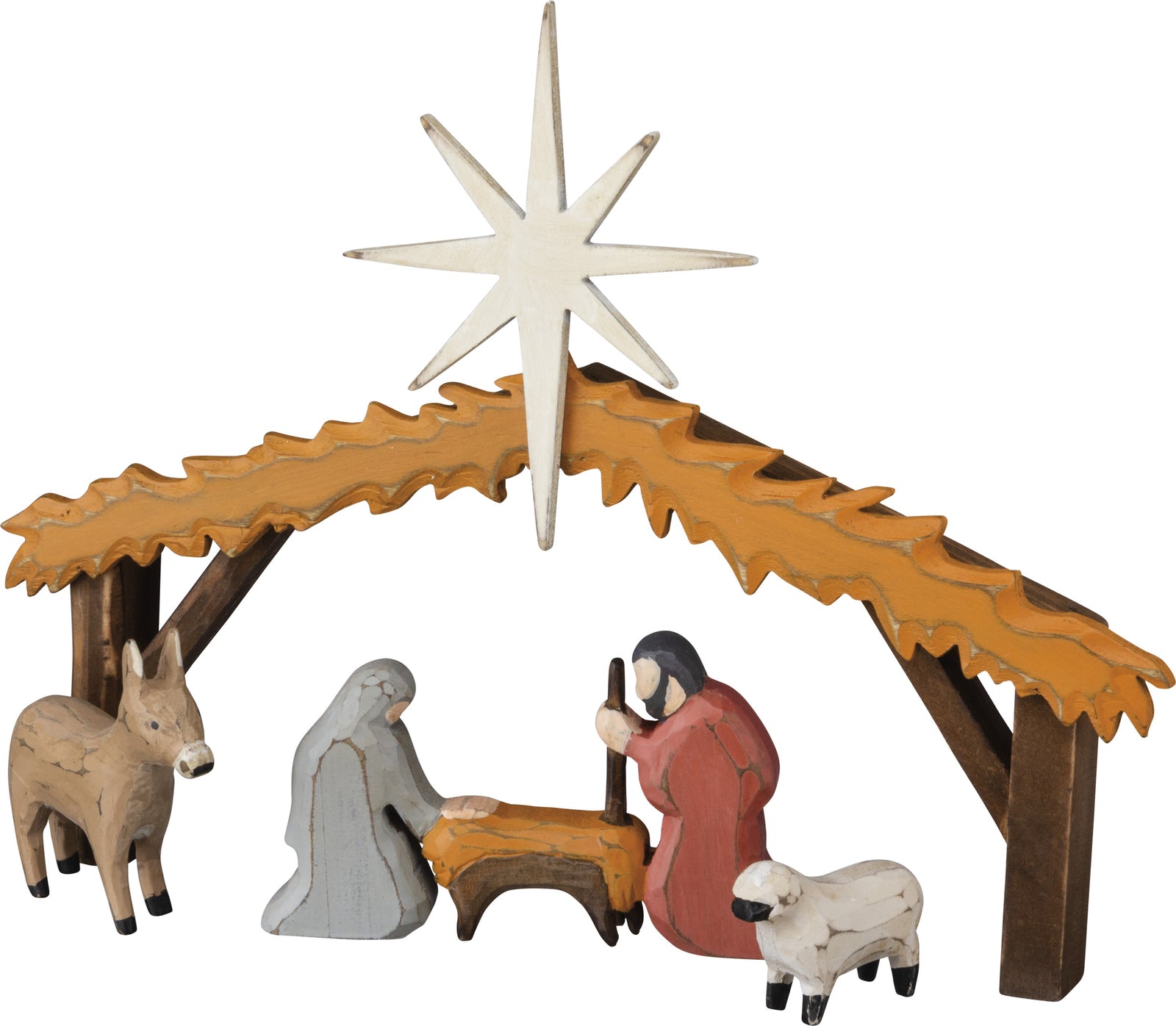 PBK Christmas Decor - Chunky Wood Small Nativity Manger