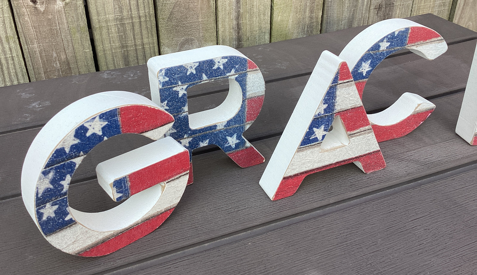 AGD Patriotic Decor - Grace July 4th Chunky Letters Sitter 5pc Set