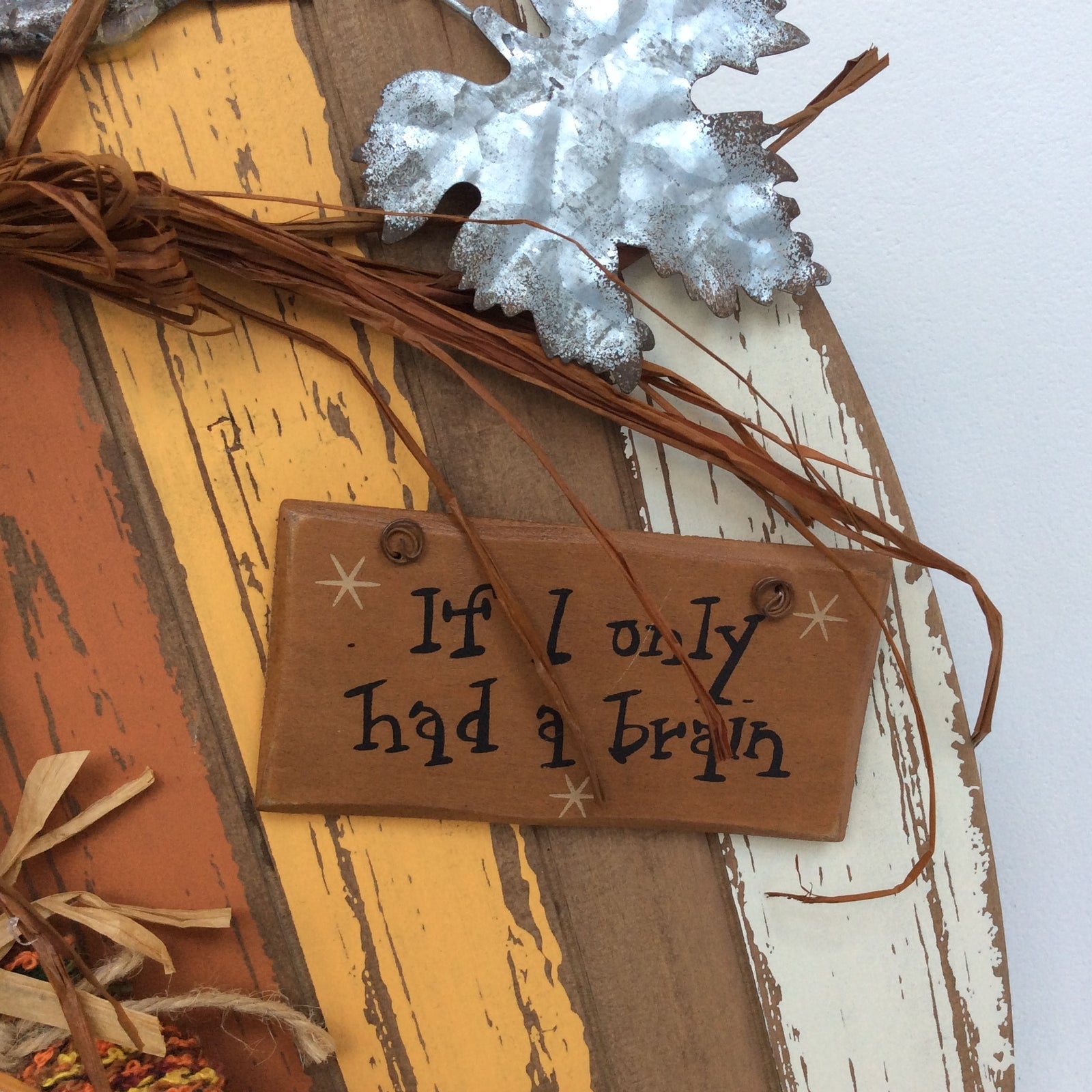 AGD Fall Decor - Scarecrow Had A Brain Tall Slat Pallet Pumpkin