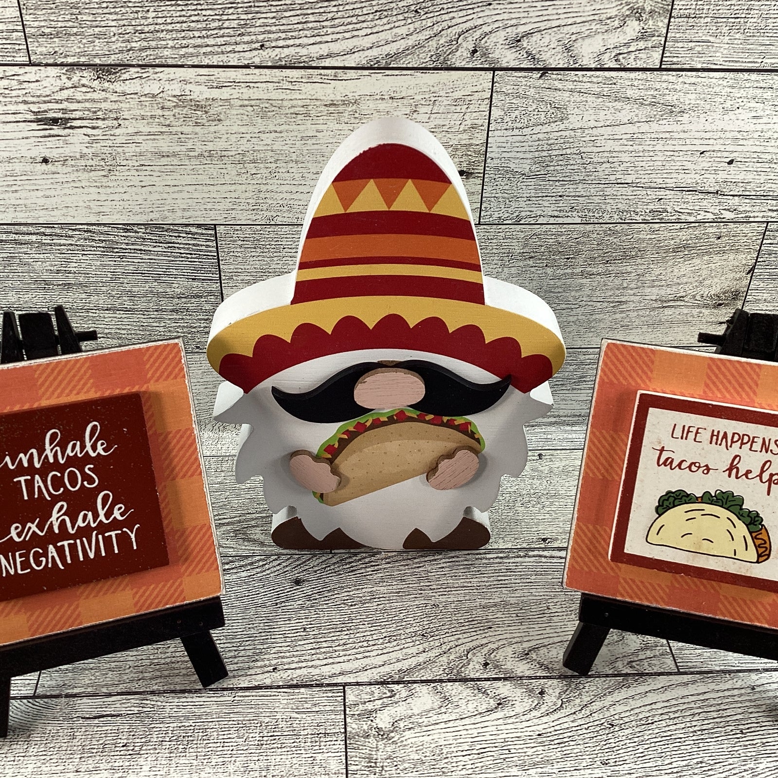 AGD Cinco De Mayo Decor - Taco Easel Chunky Gnome Tier Tray 3pc