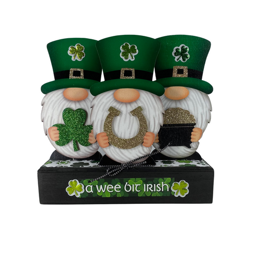AGD St Patricks Decor - A Wee Bit Irish Wood Gnome Display