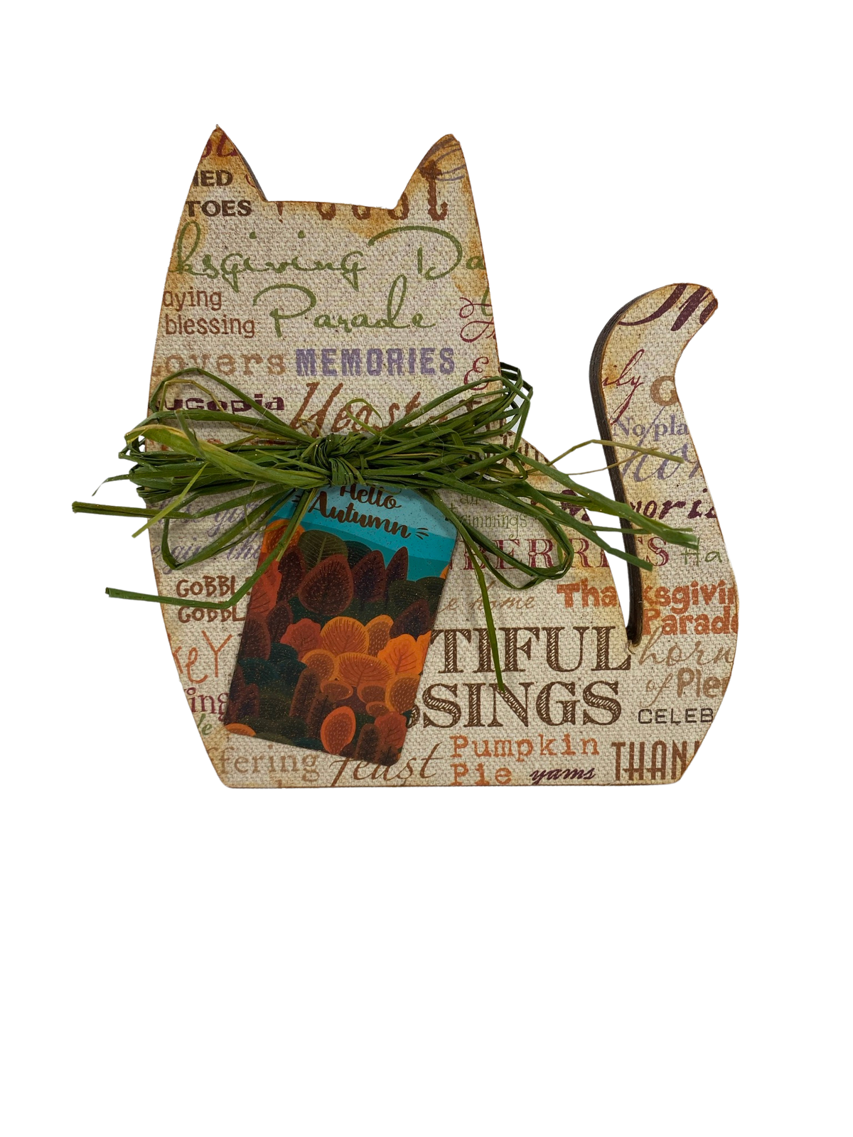 AGD Fall Decor - Happy Fall Welcome Autumn Wood Cat Dog 2pc Set