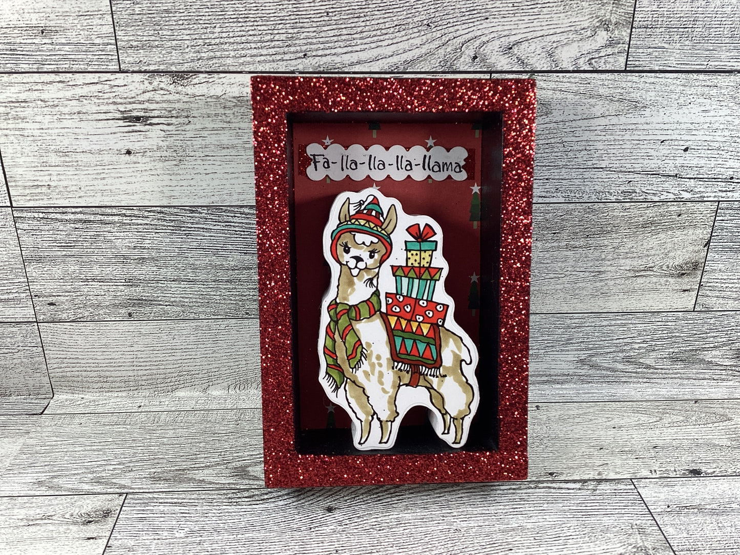 AGD Christmas Decor - Fa La La Llama Shadow Box