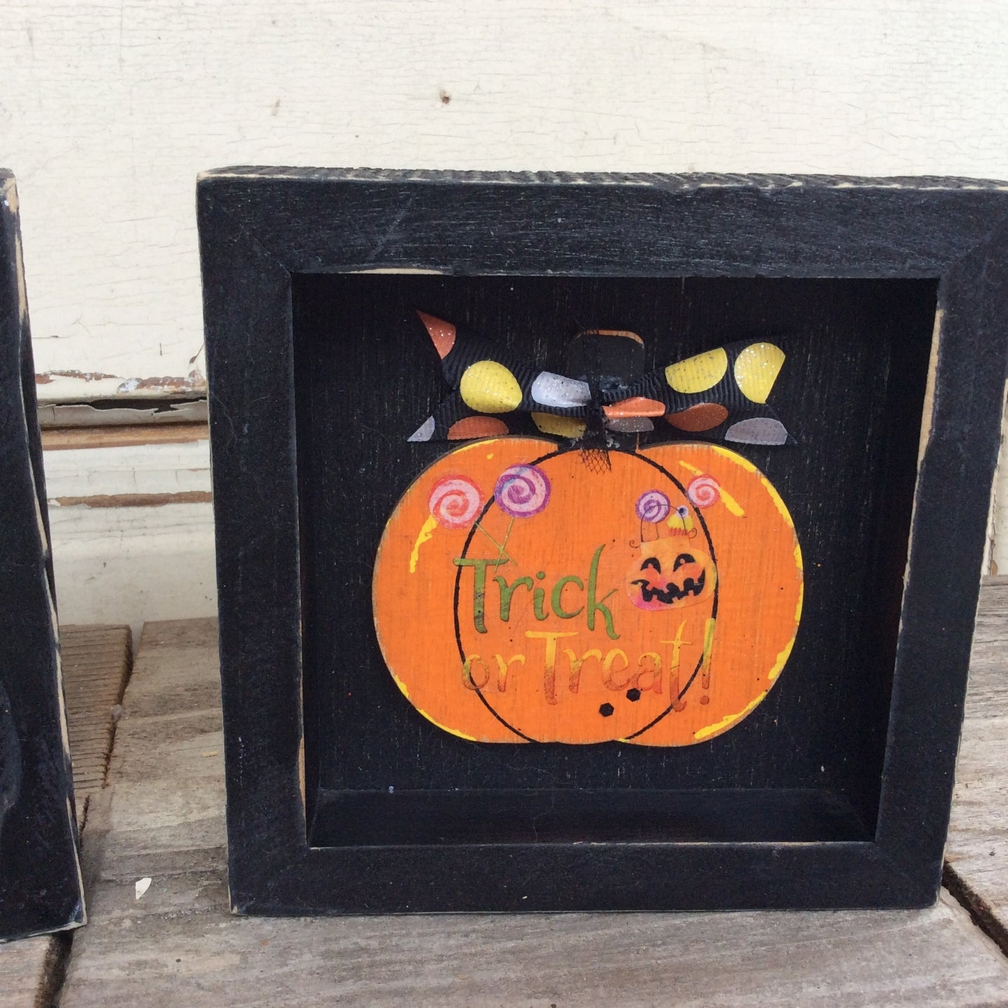 AGD Halloween Decor - Cute Boo Witch Kitty Cat Box Signs 2pc.
