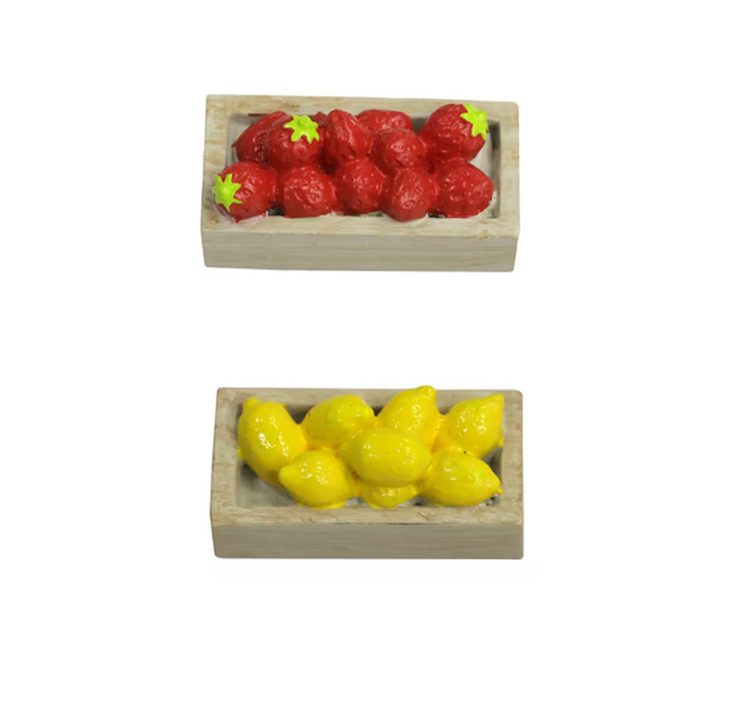 Michael's Craft Decor - Mini Resin Lemons Strawberries Fruit Crates 2pc