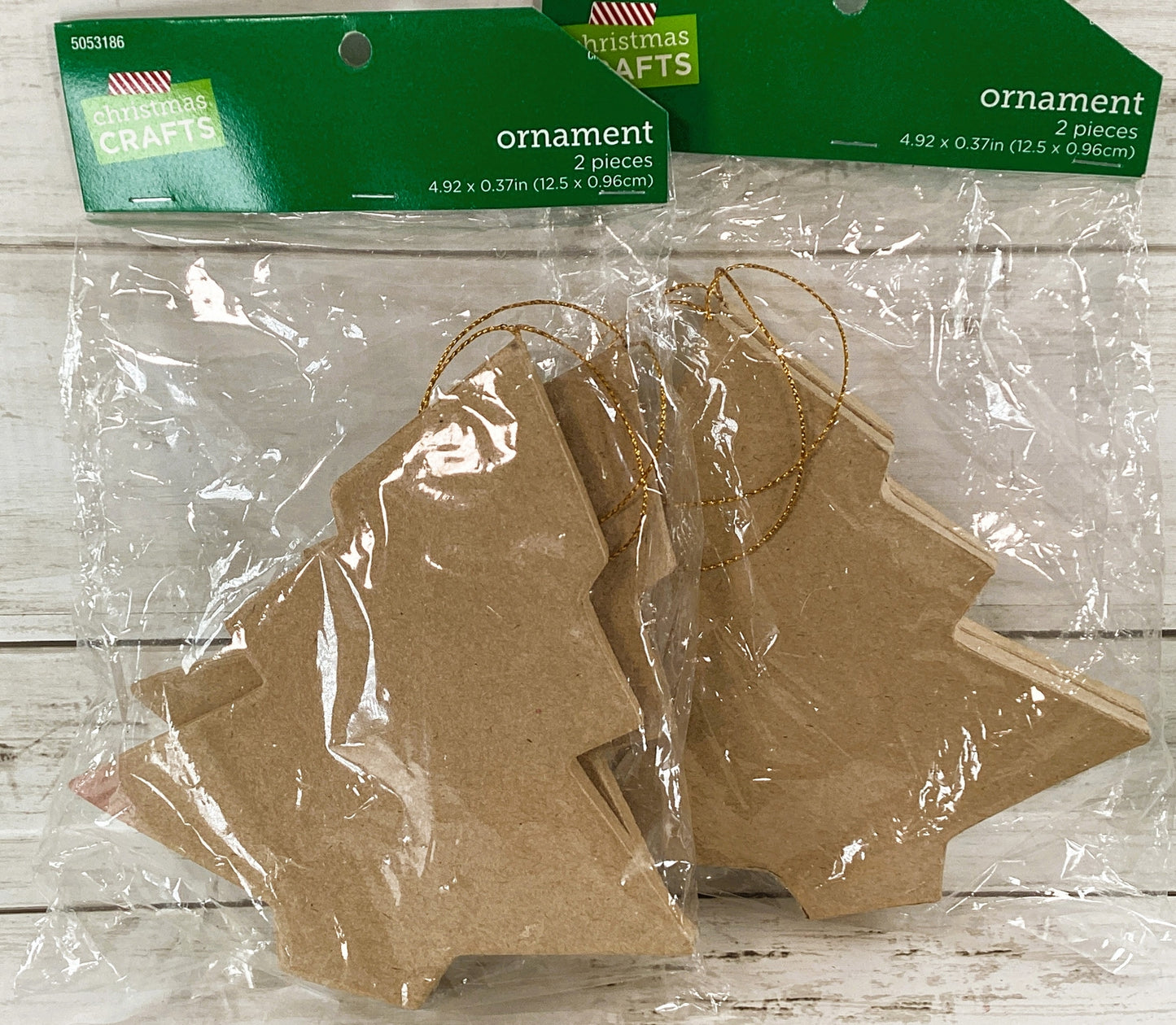 HL Christmas Craft Supply - Unfinished Paper Mache Tree Ornaments 4pc