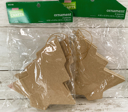 HL Christmas Craft Supply - Unfinished Paper Mache Tree Ornaments 4pc