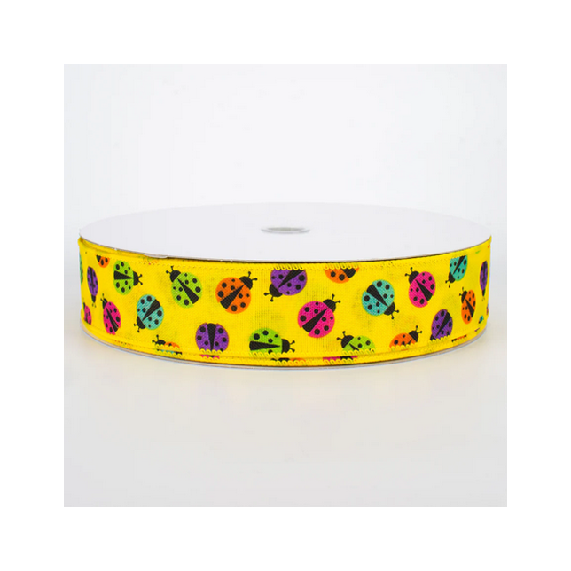 Summer Craft Supply - Ladybugs Lady Bug Canvas Ribbon 1.5-in x 50yd