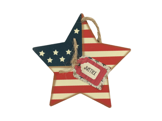 AGD Patriotic Decor - Prim Justice Americana Wood Star Ornaments 1pc
