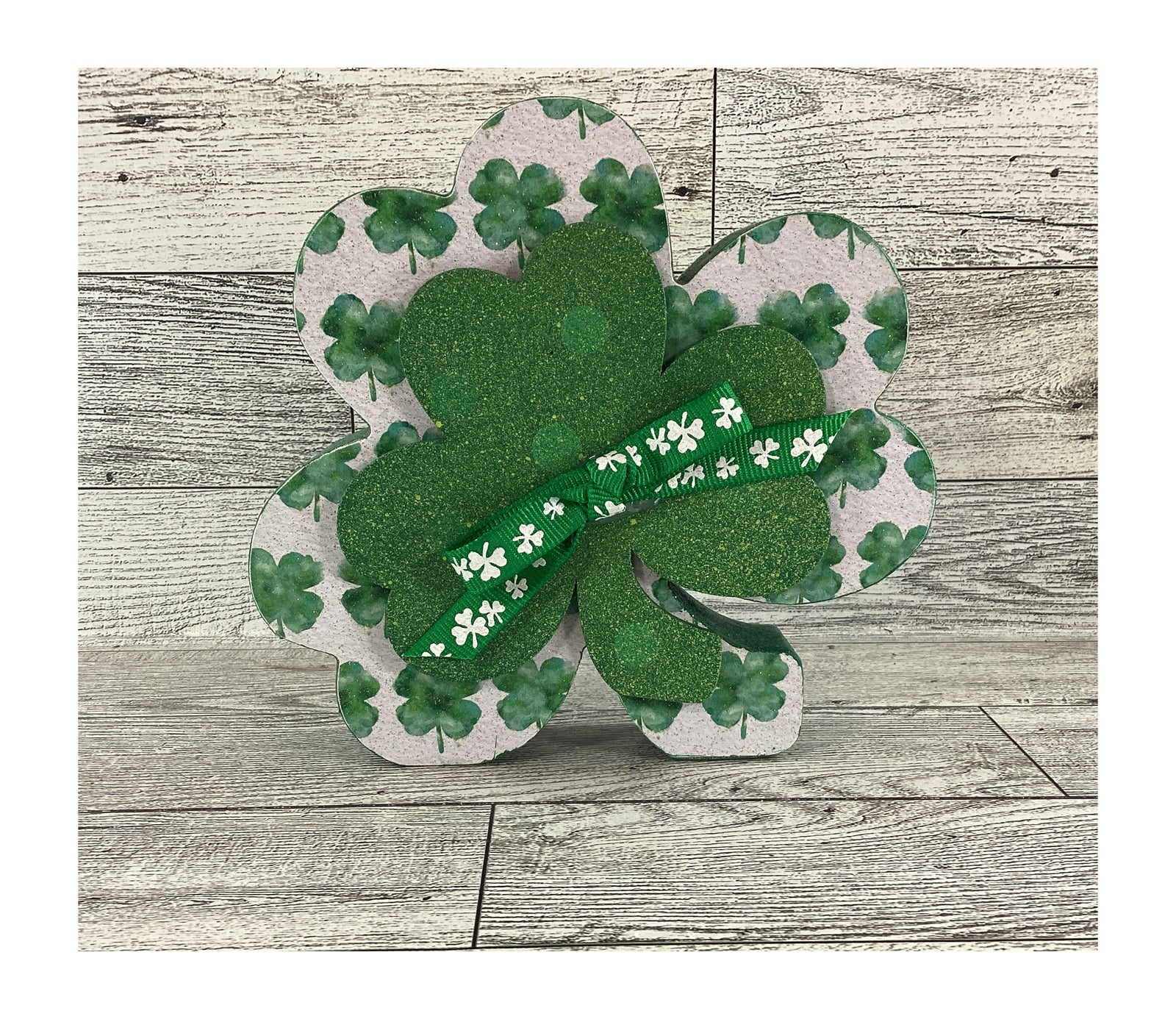 AGD St Patrick's Decor - Not Lucky Blessed Chunky Shamrock & Sign 2pc.