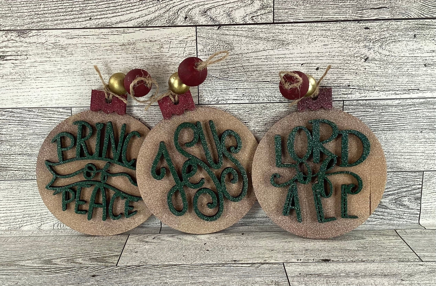 AGD Christmas Decor -  Names of God Advent Layered Wood Ornaments 12pc