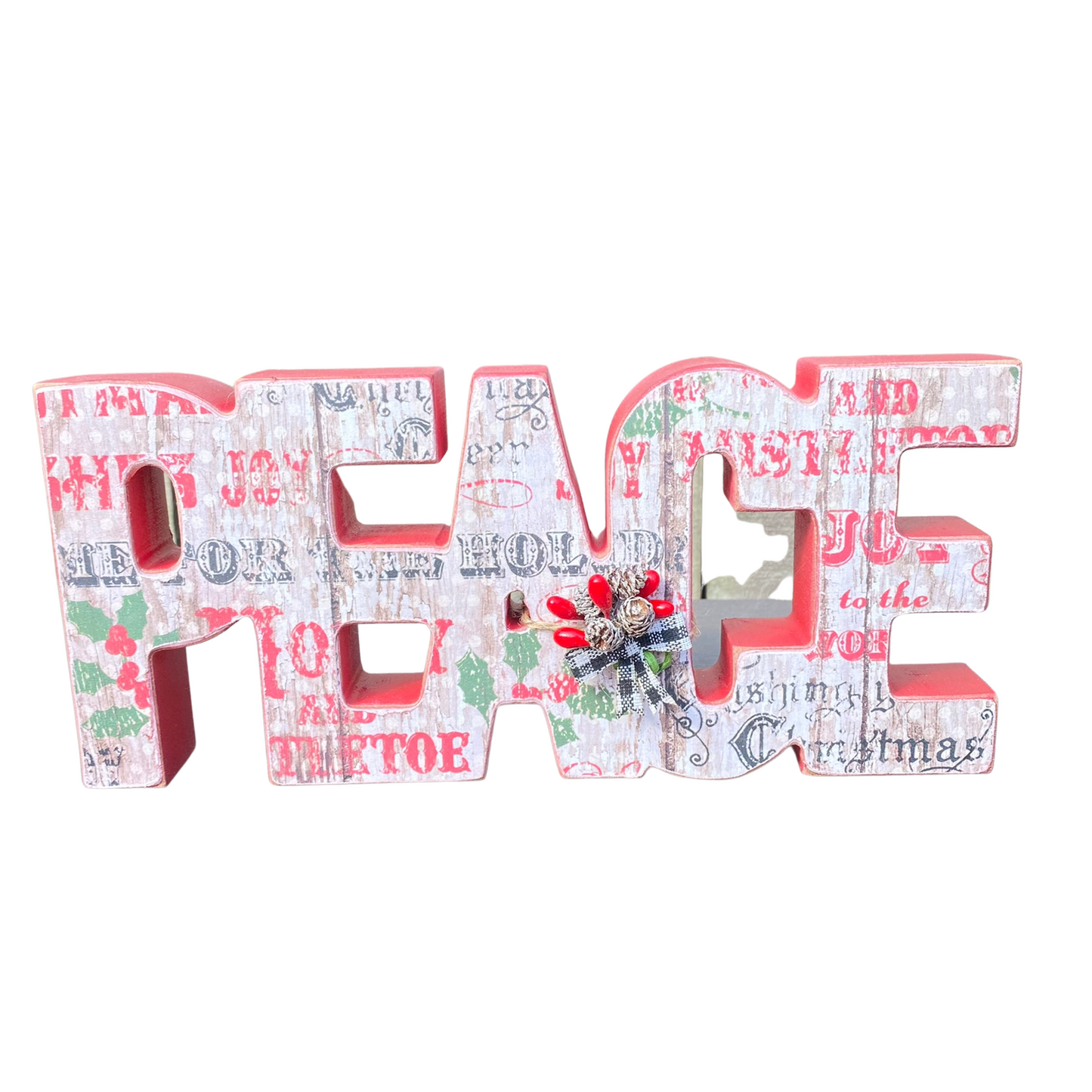 AGD Christmas Decor - Chunky Peace Joy Word Tabletop Signs 2pc Set