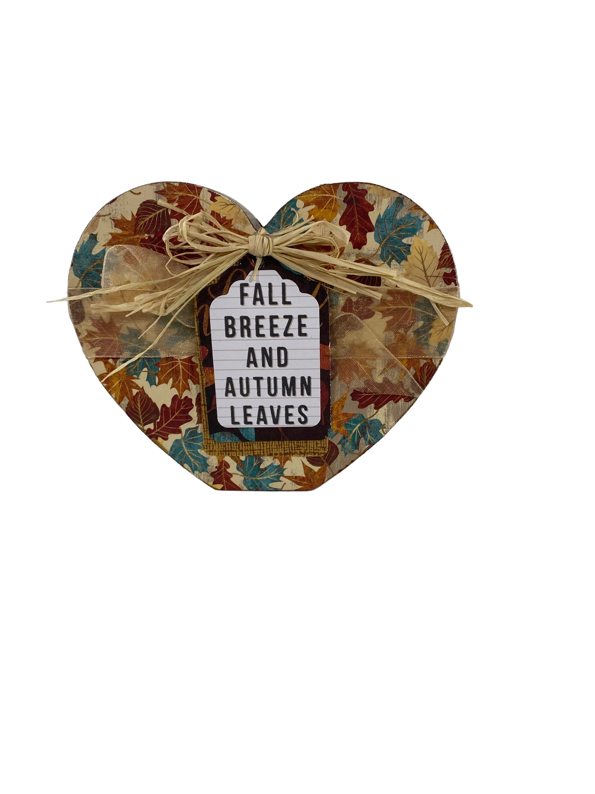 AGD Fall Decor - Fall Breeze Autumn Leaves  Reversible Chunky Heart Sitter