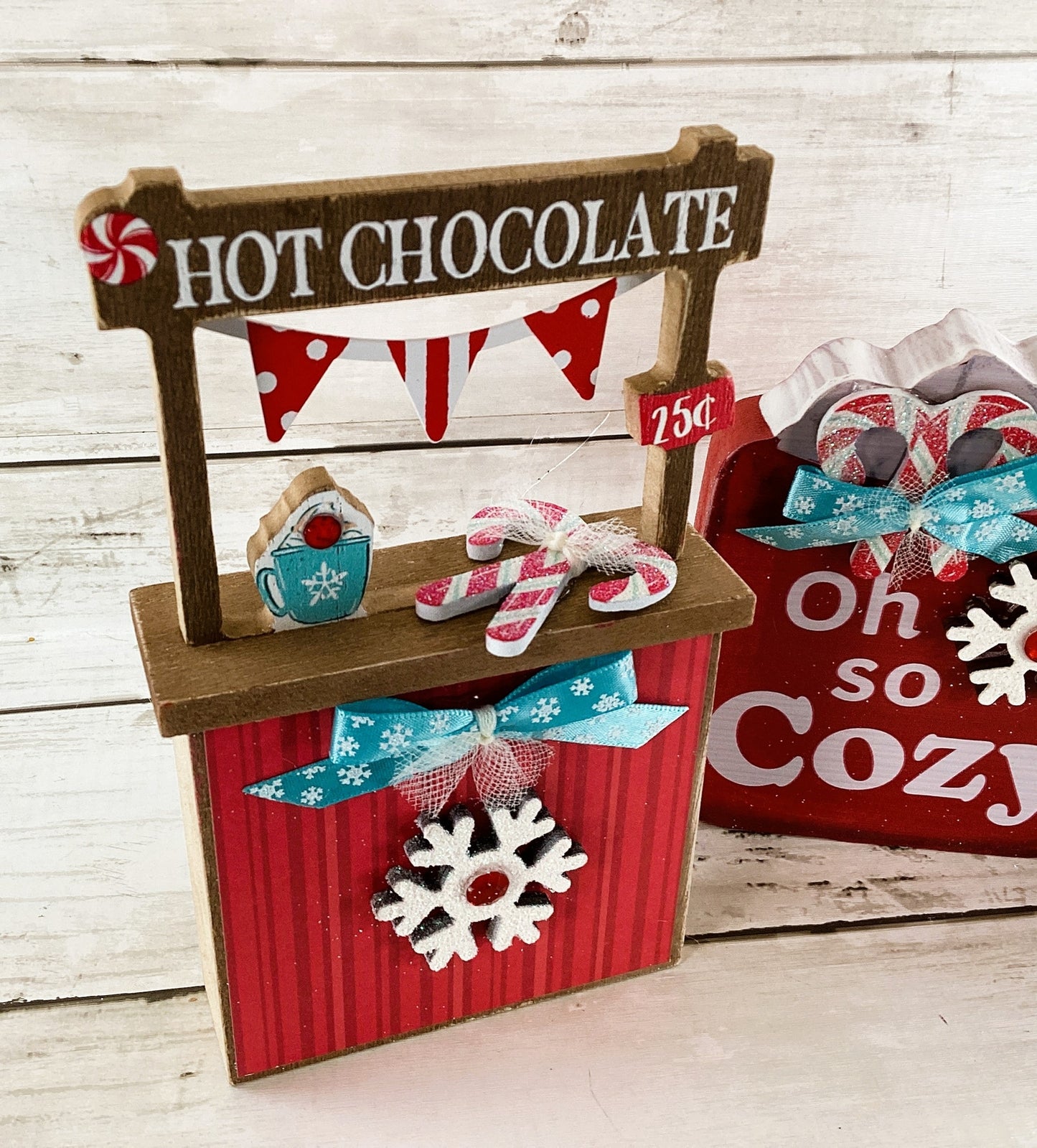 AGD Christmas Decor - Cozy Mug Hot Chocolate Booth Tier Tray 2pc
