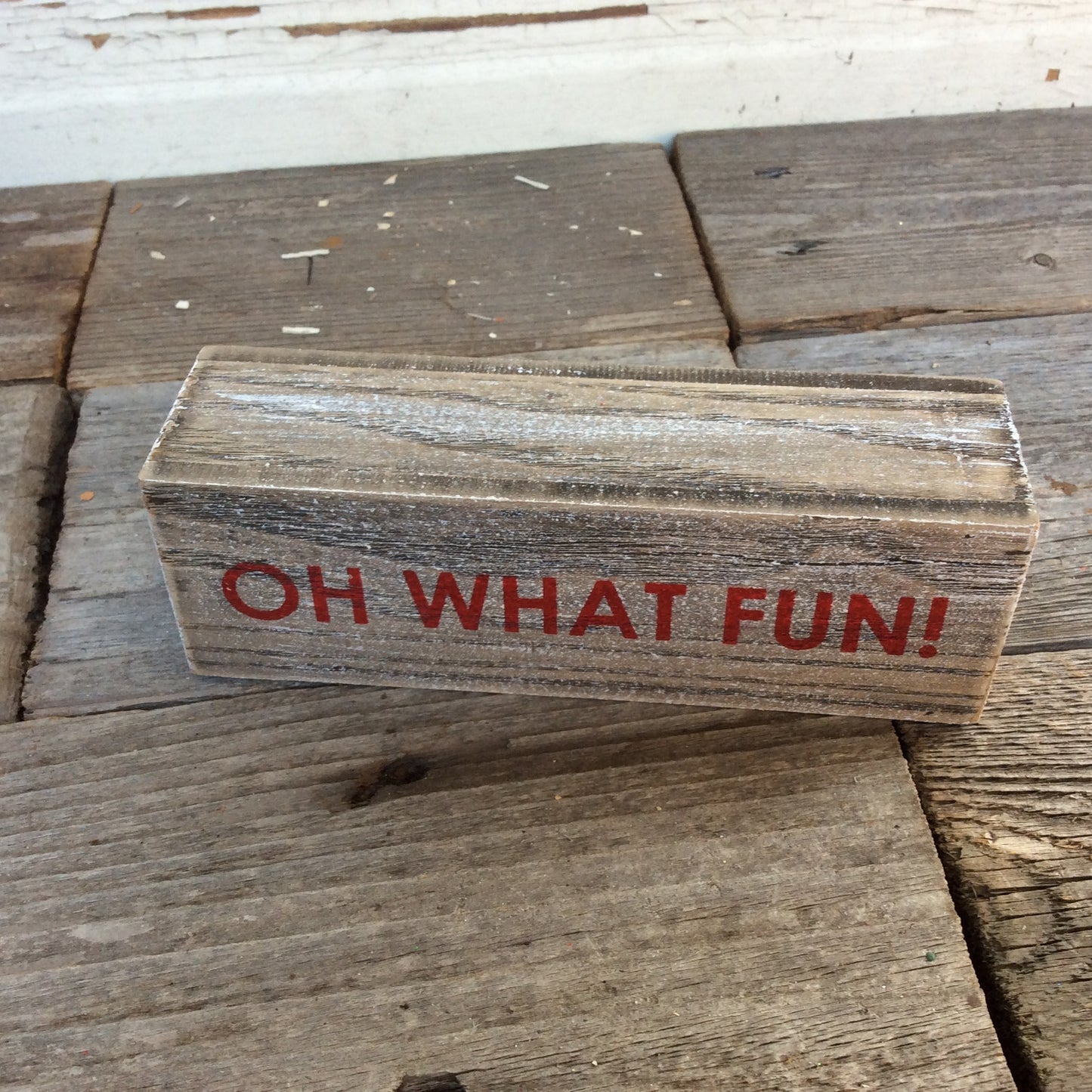 AGD Christmas Decor - Oh What Fun! Prim Wood Sleigh Display