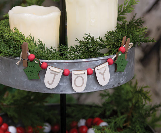 CWI Christmas Decor - Joy Tier Tray Mini Small Banner Garland Clip