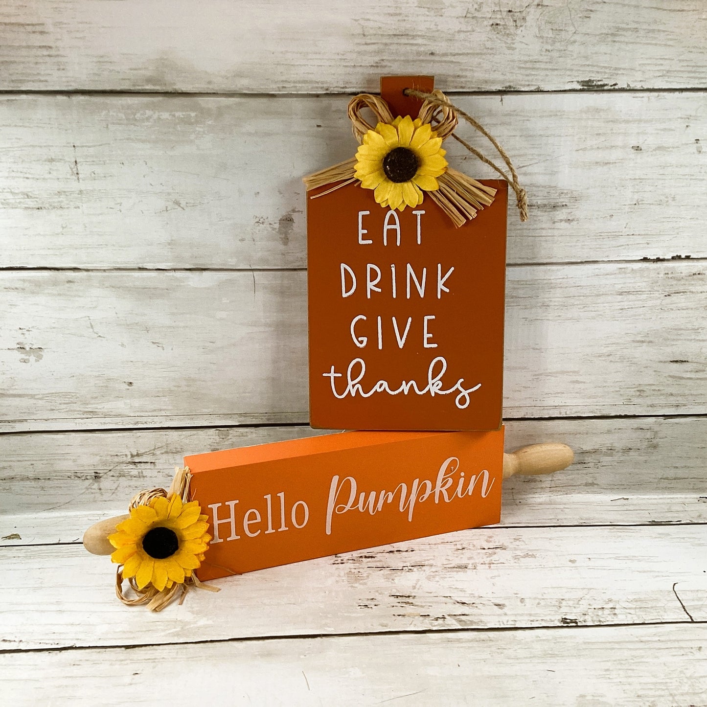 AGD Fall Decor - Eat Drink Give Thanks Small Cutting Board Rolling Pin 2pc