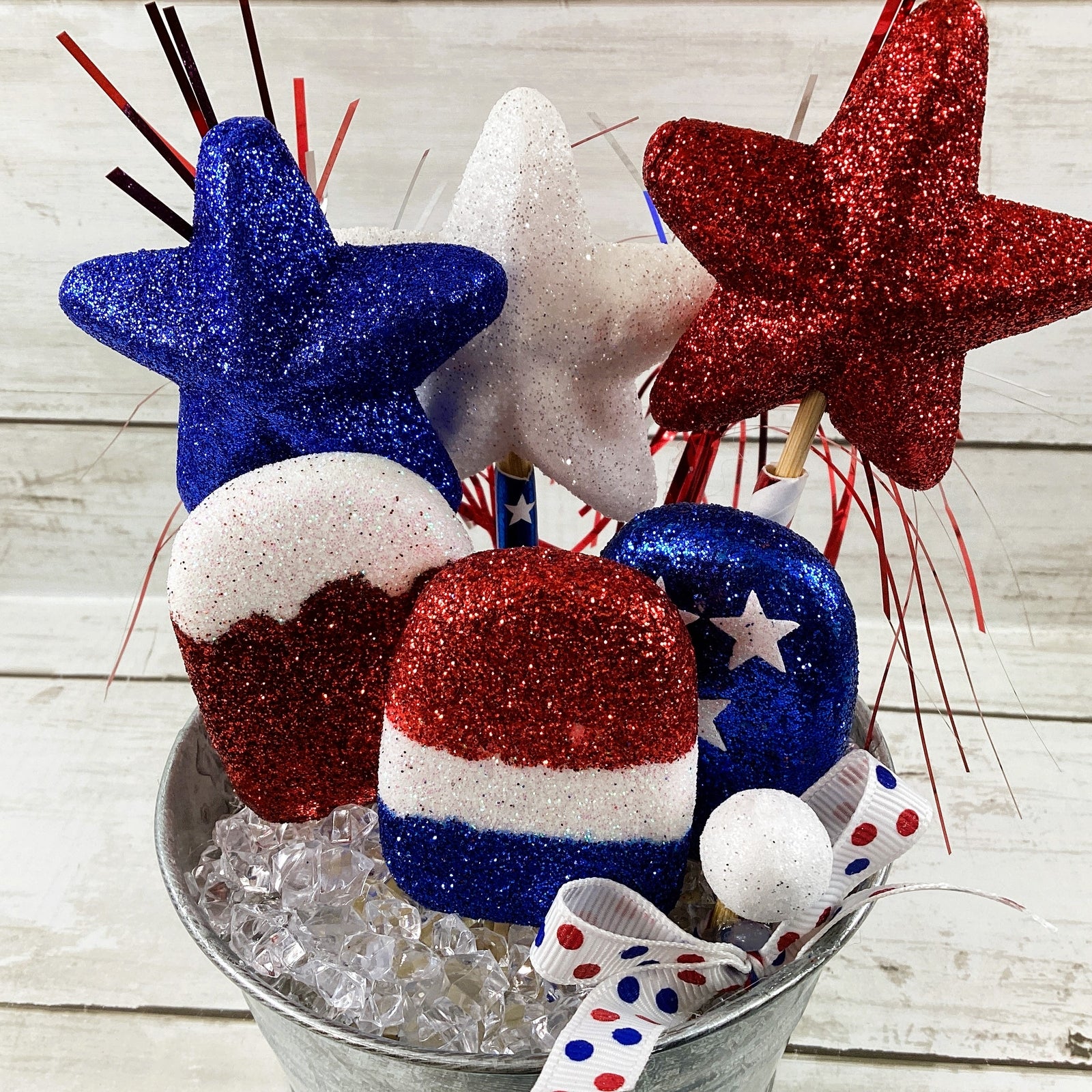 AGD Patriotic Decor - Faux Ice Cream Bars in Ice Tub Display