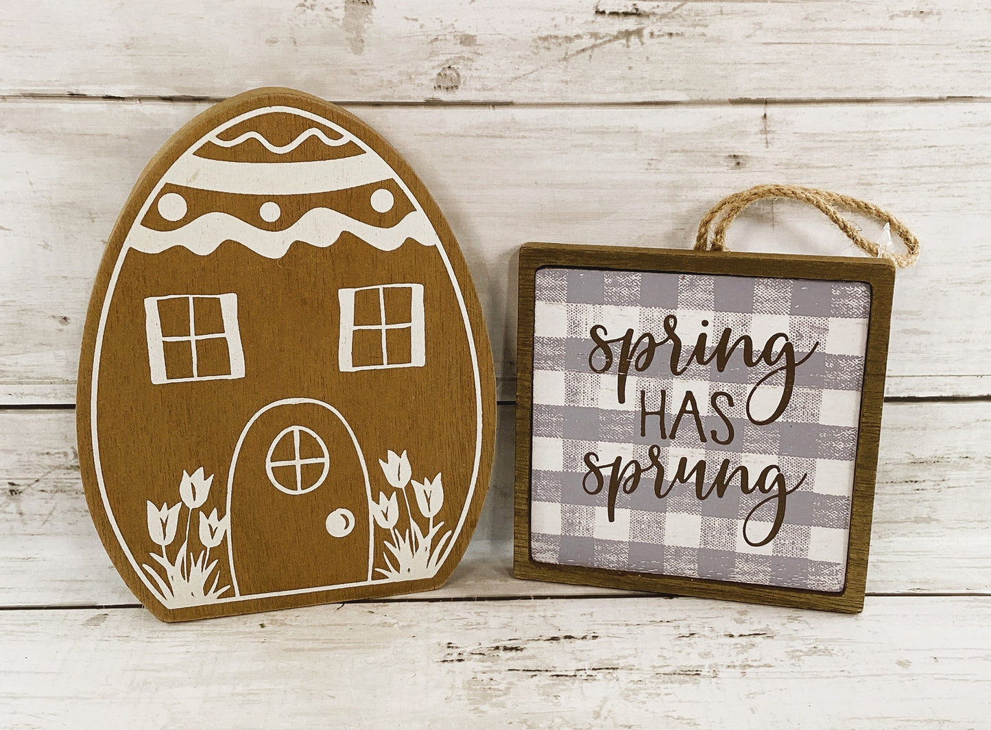 Easter Decor - Spring Has Sprung Ornamnet Egg House 2pc