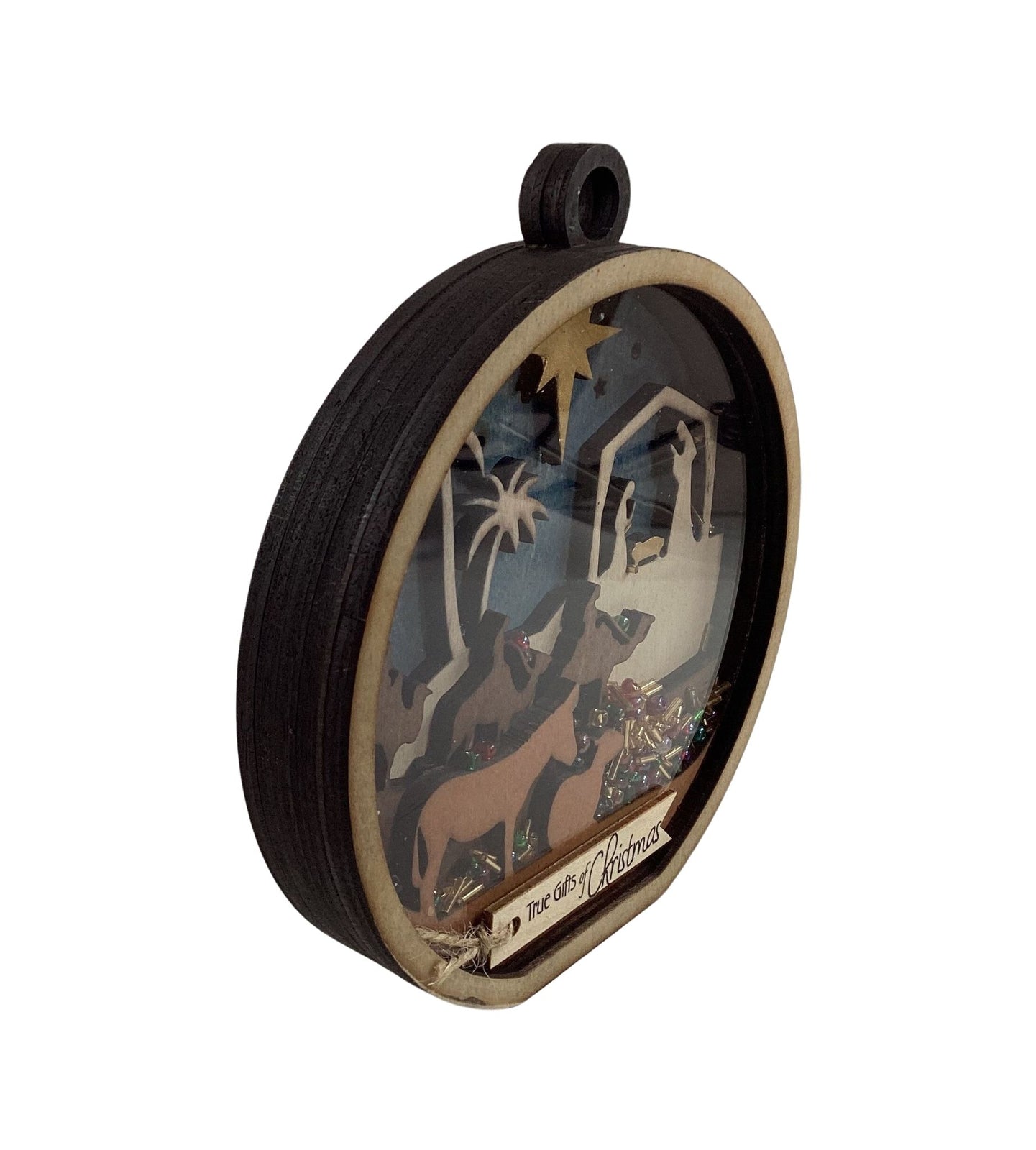 AGD Christmas Decor -  Nativity Layered Scene Chunky Wood Shaker