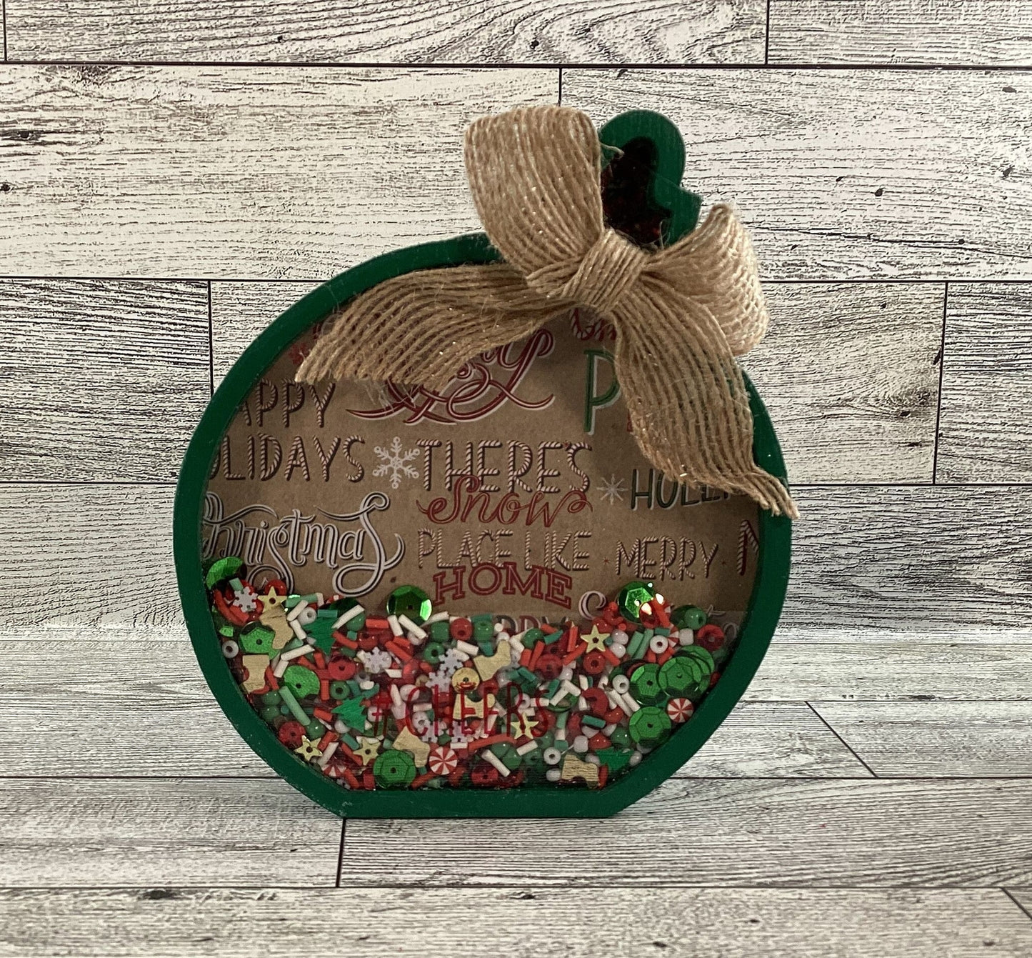 Christmas Decor -  Ornament Shape Chunky Wood Dry Shaker 2pc Set