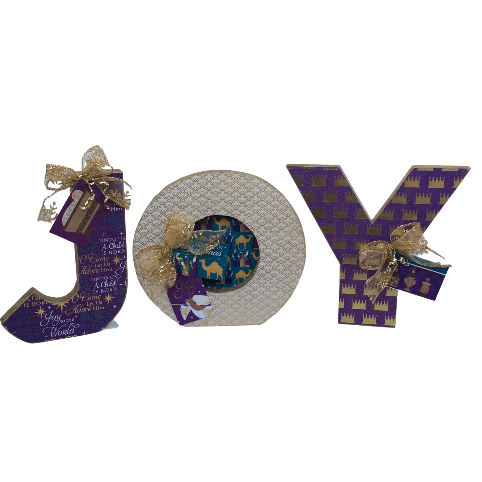 AGD Christmas Decor - Jewel Nativity Chunky Joy Letters Tabletop Sign