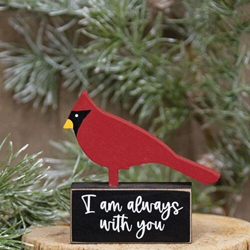 CWI Christmas Decor - Small Wood Always With You Memorial Cardinal
