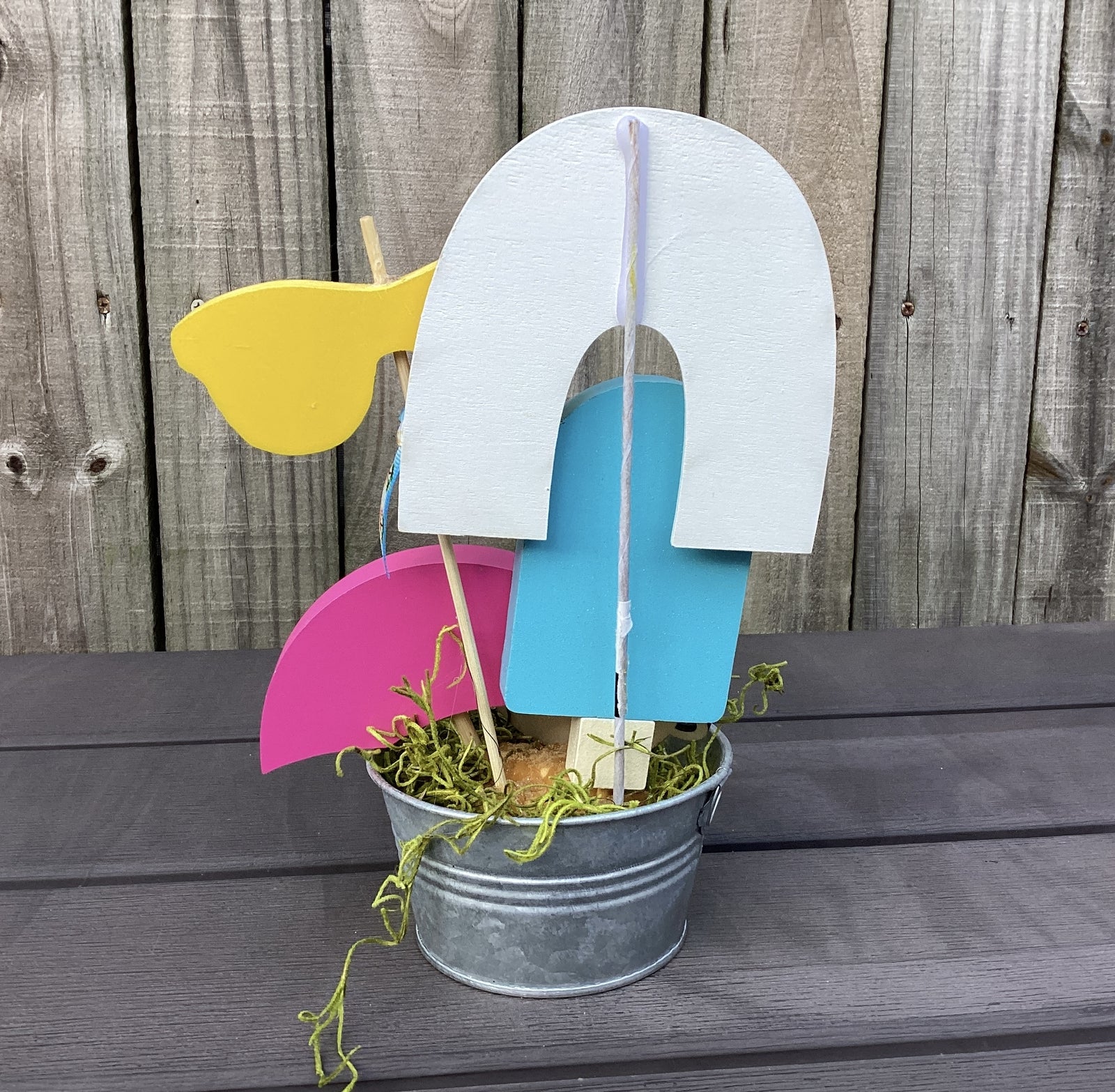 AGD Summer Decor - Hello Summer Beach Icon Galvanized Small Display