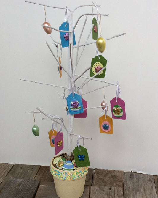 AGD Easter Decor - 2ft White Wire Tree with Ornaments #68