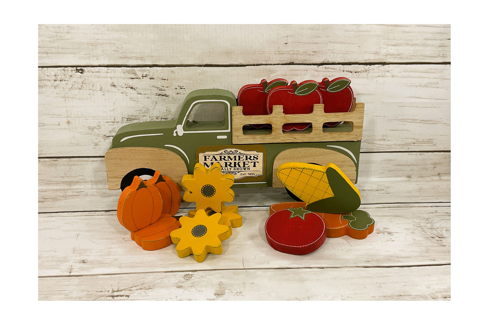 AGD  Fall Decor - Farmers Market Stand Multi Seasons Chunky Wood Truck