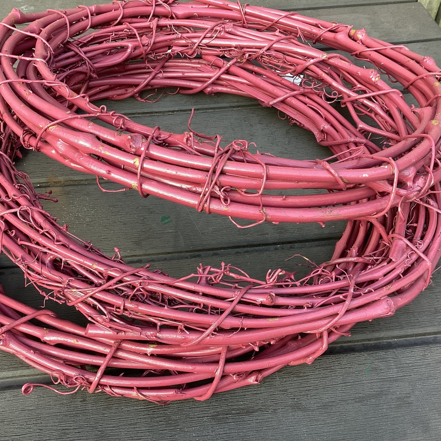 Darice Floral Craft Supply - 18-inch Pink Painted Grapevine Wreath 3pc Set