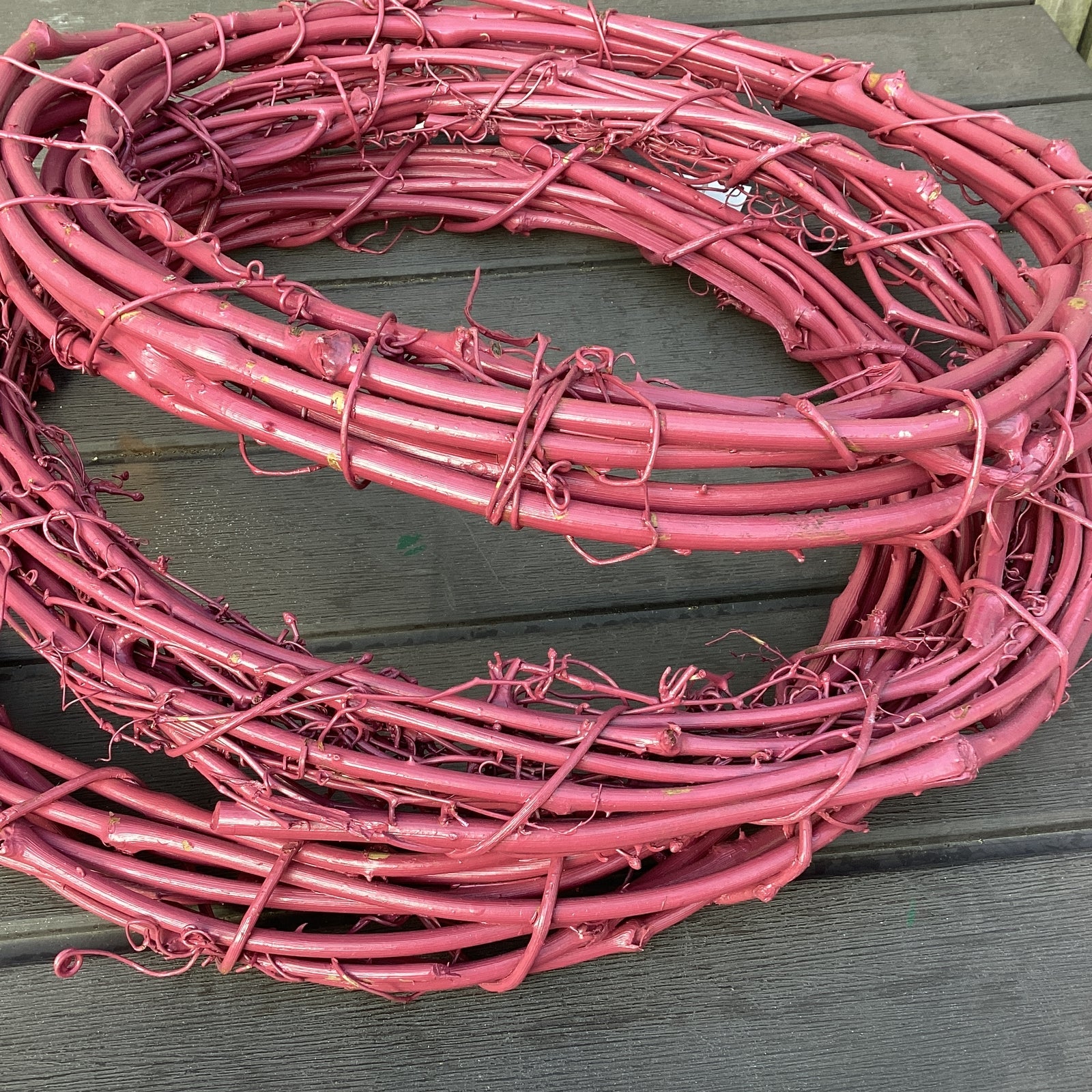 Darice Floral Craft Supply - 18-inch Pink Painted Grapevine Wreath 3pc Set